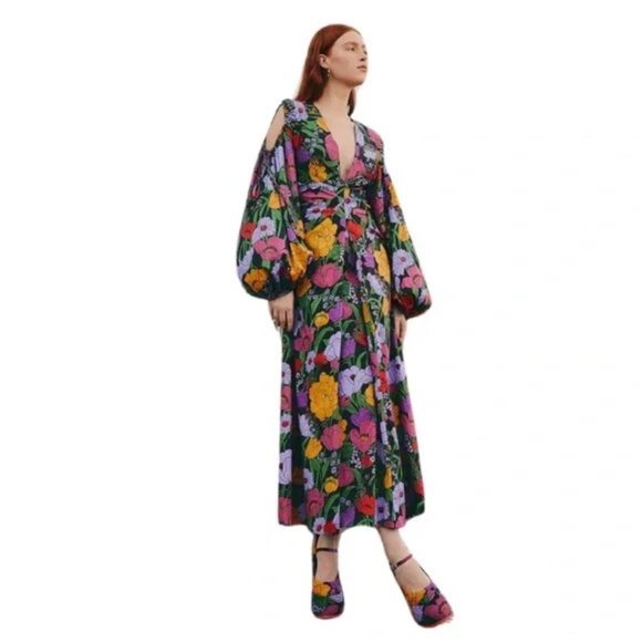 FARM RIO Black Bucolic Garden Cut Out Maxi Dress (S) - Picture 2 of 7